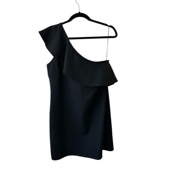 Cupcakes And Cashmere Black Tex Ruffle One Sleeve Dress Women's Size Large - Picture 1 of 5